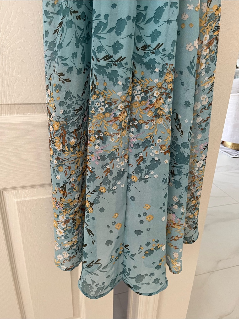 Lily Rose junior Aqua Floral High-Low Slip Dress size L - Picture 7 of 9